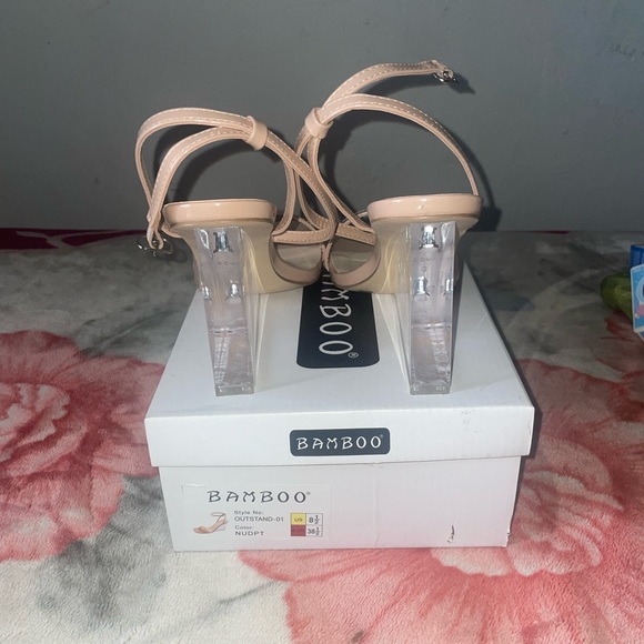 Clear Block Nude Heels - Picture 6 of 8